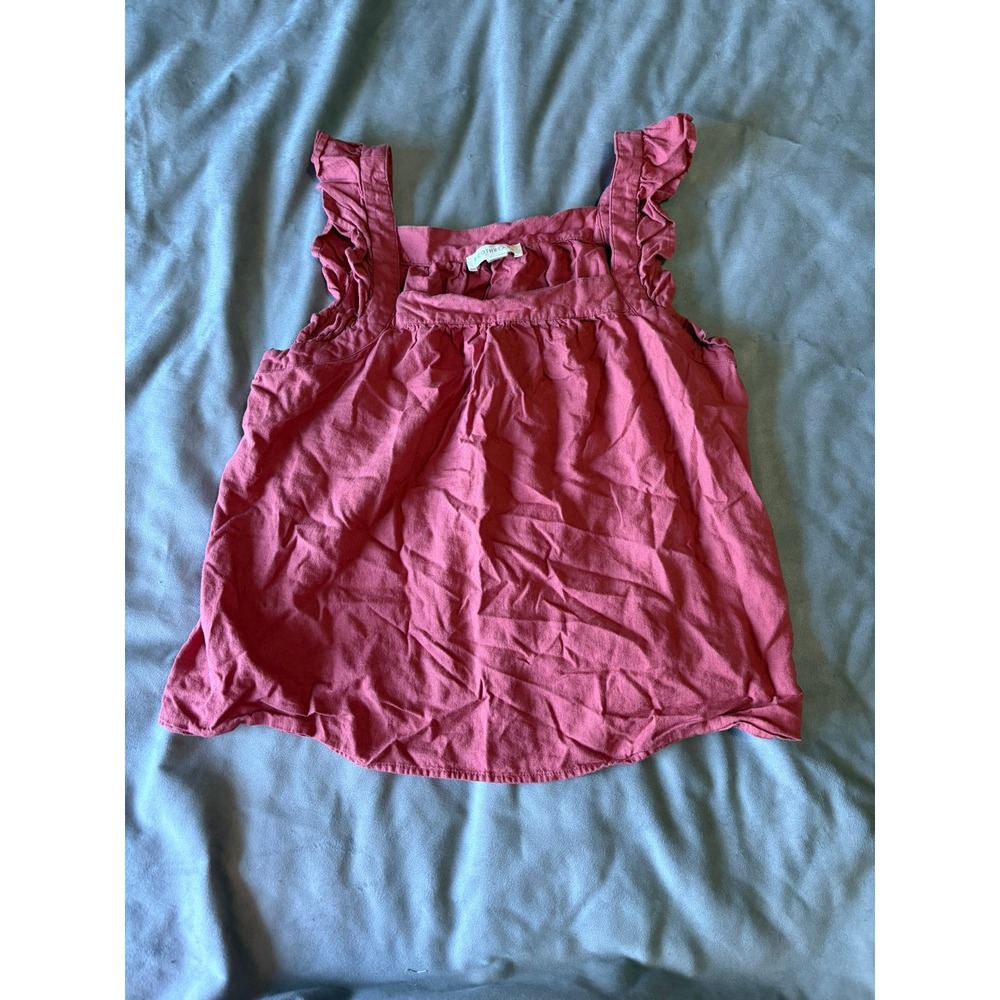 EcoThreads Ruffle Strap Square Neck Tank Top Terracotta Pink XL